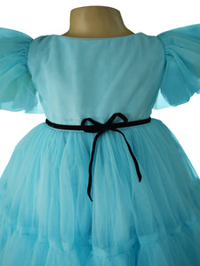 Faye Sky Blue Ruffled Dress for Girls