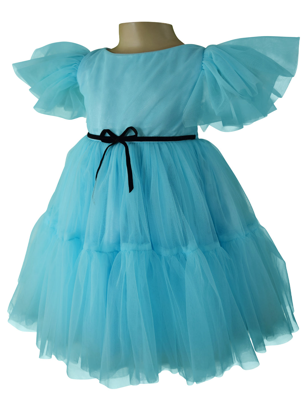 Girls Party Dress_Faye Sky Blue Ruffled Dress
