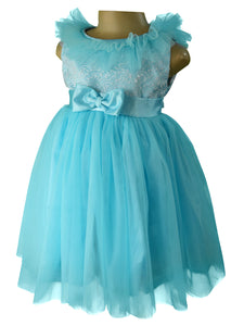 Faye Sky Blue Embrodiered Ruffle Dress for little girls 