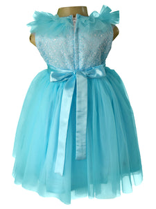 Faye Sky Blue Embrodiered Ruffle Dress for little girls 
