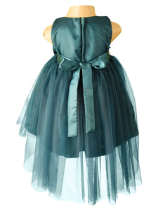 Teal Green Hi-low Dress for Girls