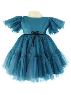 Baby girl dress_Faye Teal Green Ruffled Dress