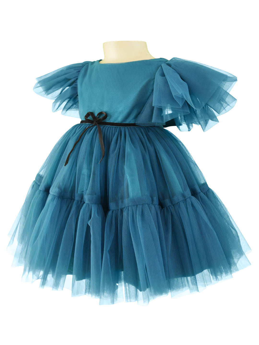 Faye Teal Green Ruffled Dress for girls