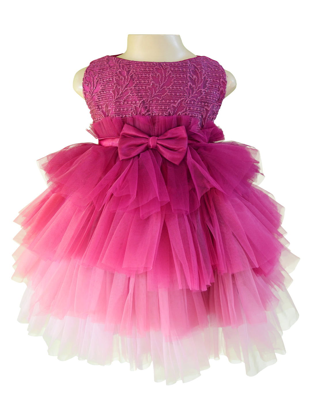 Faye Wine Embroidered Tiered Dress for little girls 