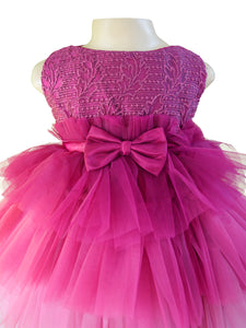 Faye Wine Embroidered Tiered Dress for little girls 