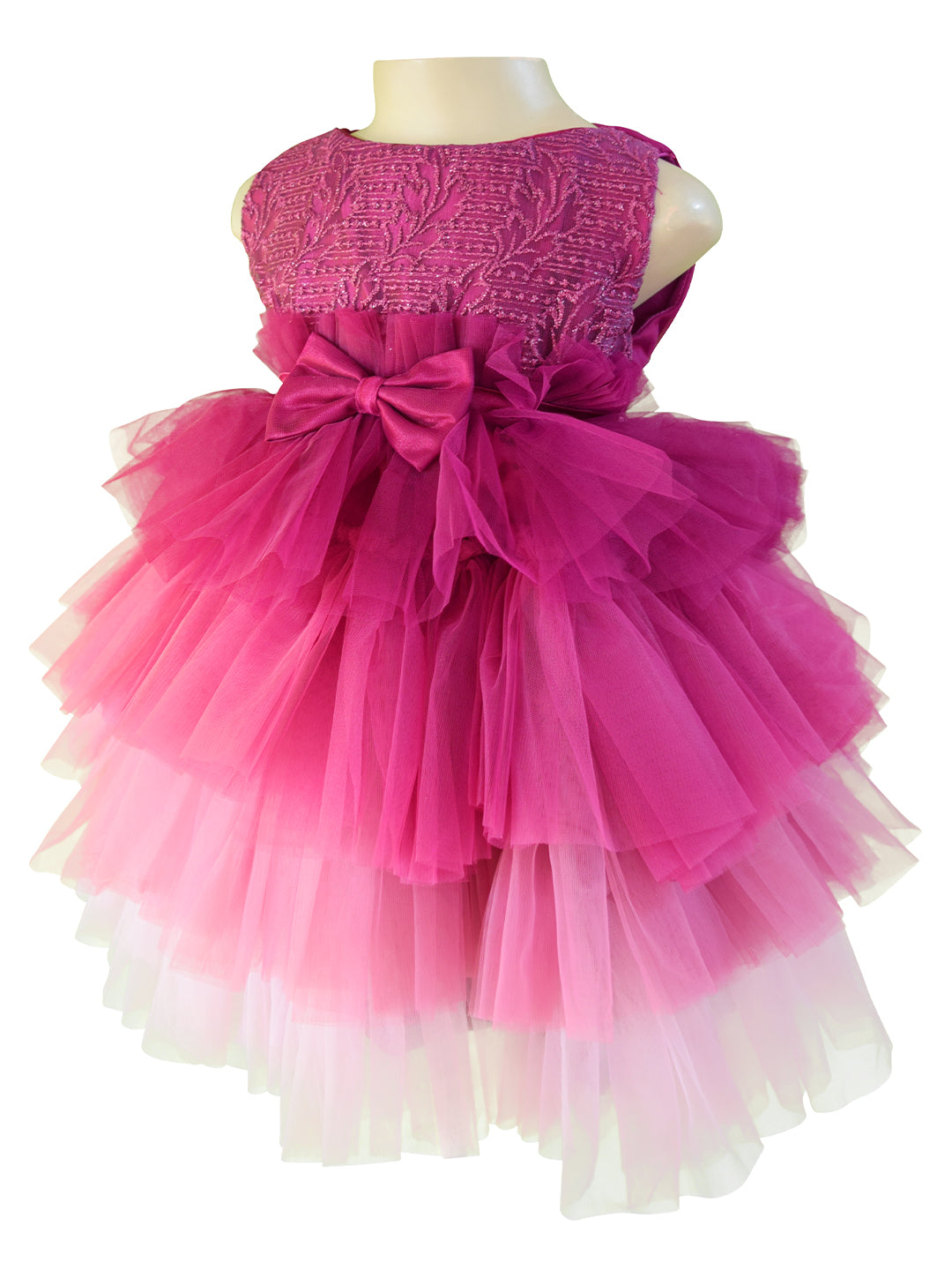 Faye Wine Embroidered Tiered Dress for little girls 