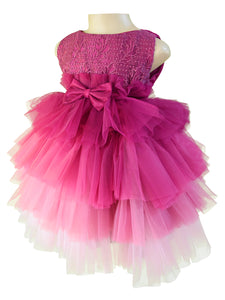 Faye Wine Embroidered Tiered Dress for little girls 