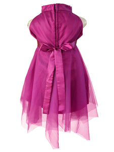 Wine Hankerchief Party dress with lace bodice for little girls.