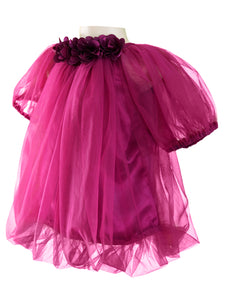 Faye Wine Puff Ball Net Dress for girls