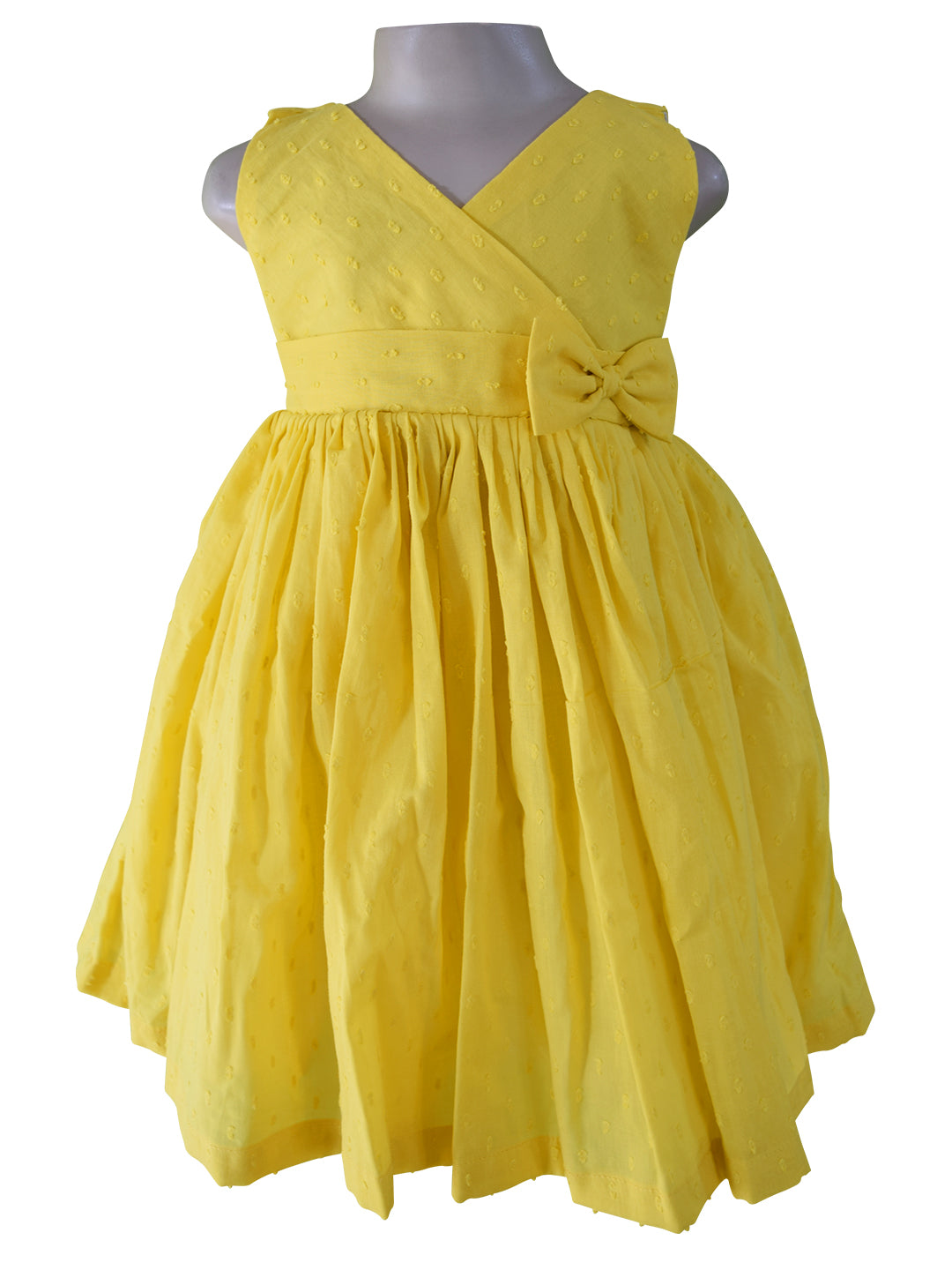 Girls Dress_Faye Yellow Swissdot V-Neck Dress