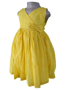 Faye Yellow Swissdot V-Neck Dress for Girls