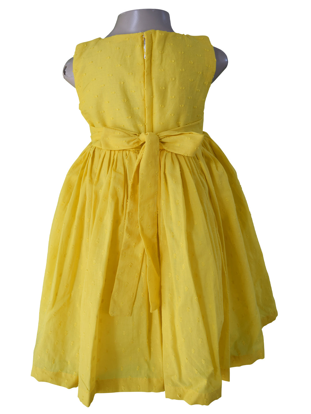 Yellow Swissdot V-Neck Dress