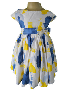 Faye Yellow & Blue Capsleeve Dress for kids