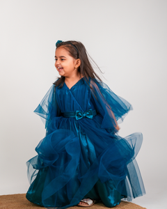 Faye Teal Green V Neck Gown | Princess gowns for little girls | India