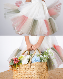 Faye Embroidered Tiered Pastel Dress for little girls