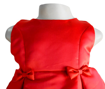Faye Red Satin Pleated Ocassion Dress for girls
