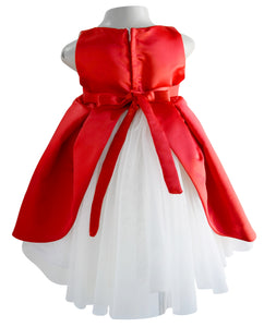 Faye Red Satin Pleated Ocassion Dress for girls with net
