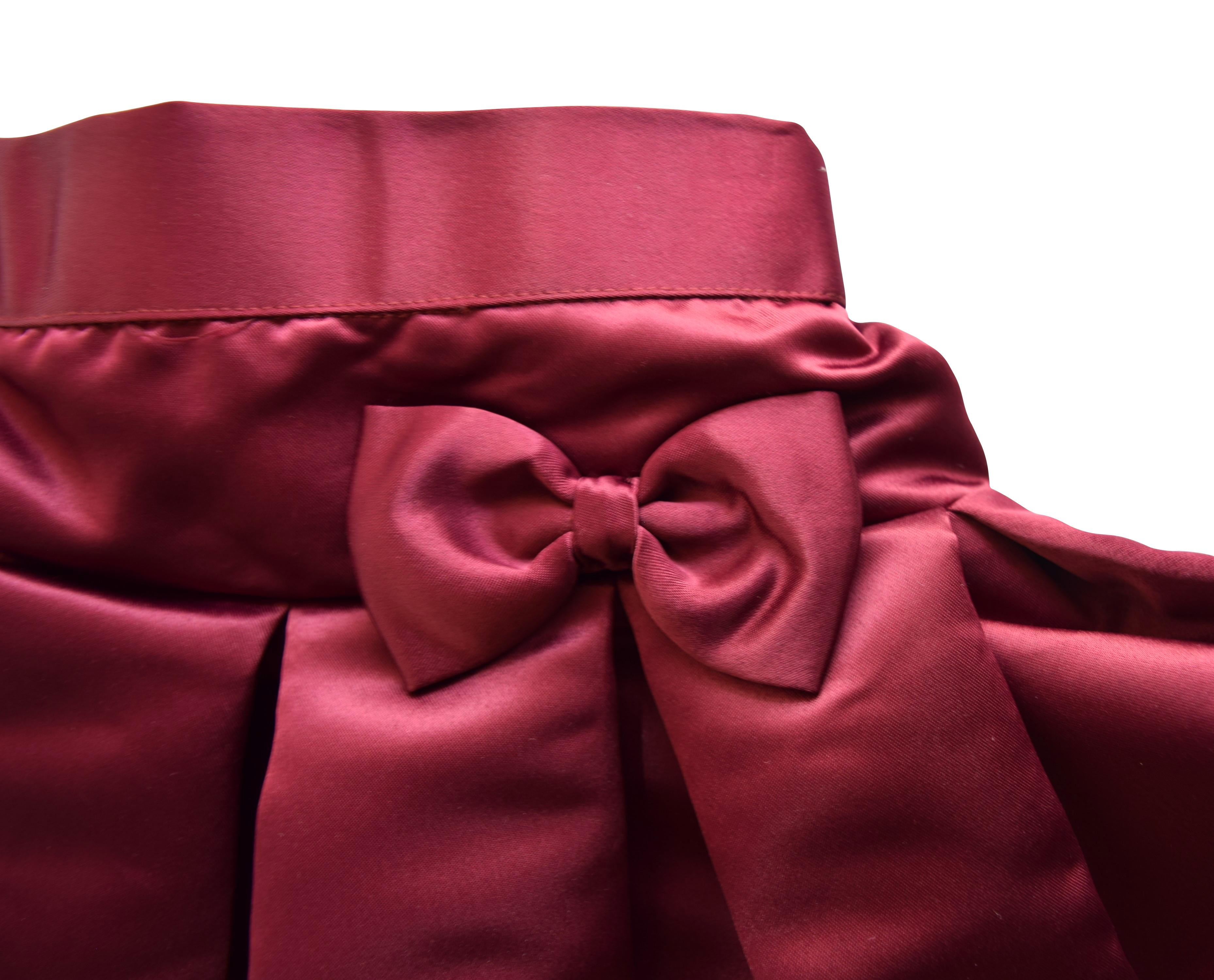 Burgundy Satin Skirt with Bow