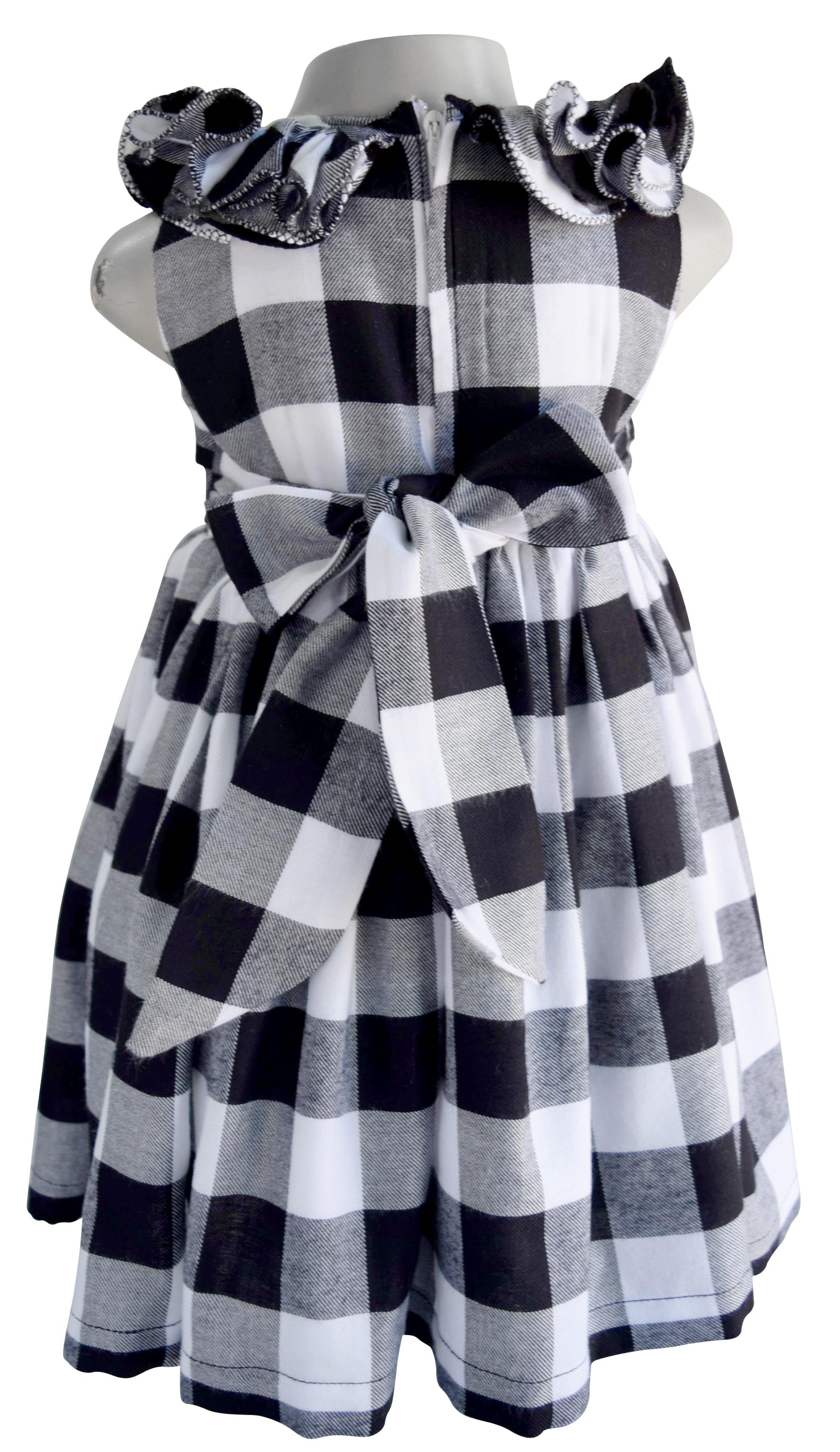 Faye Black & White Checks Ruffle Dress