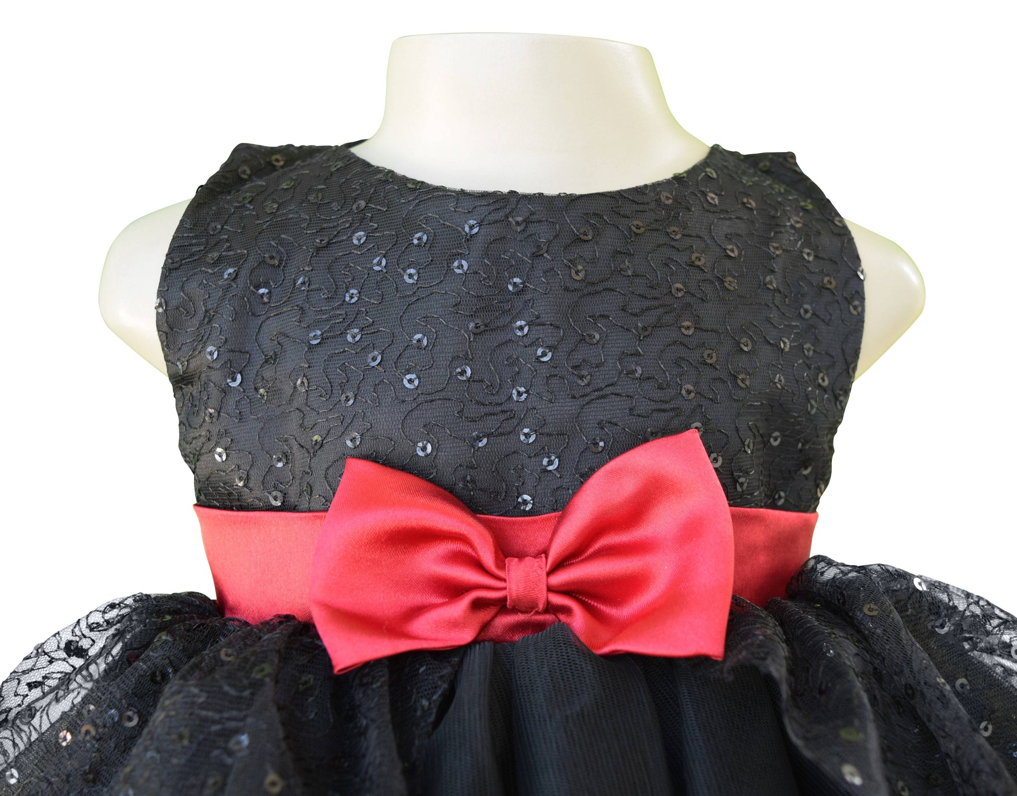kids dress_Faye Black Mono Embroidered Dress