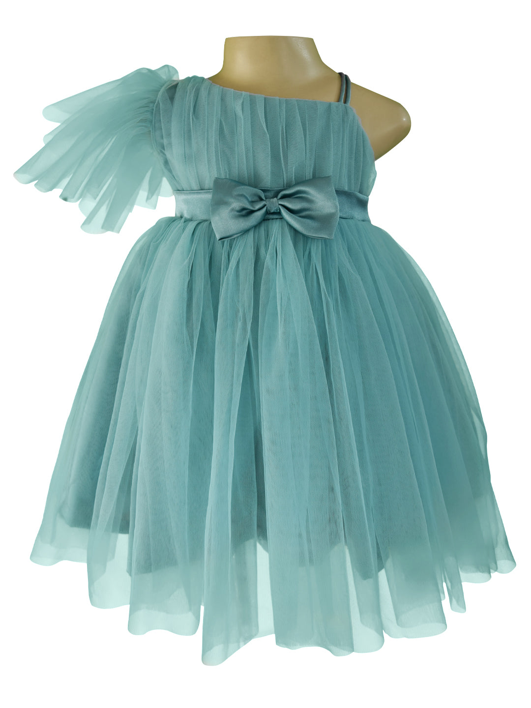 Baby Girl Dress | Faye Aegean Teal One Shoulder Dress - faye Baby Girl Dress | Faye Aegean Teal One Shoulder Dress - faye