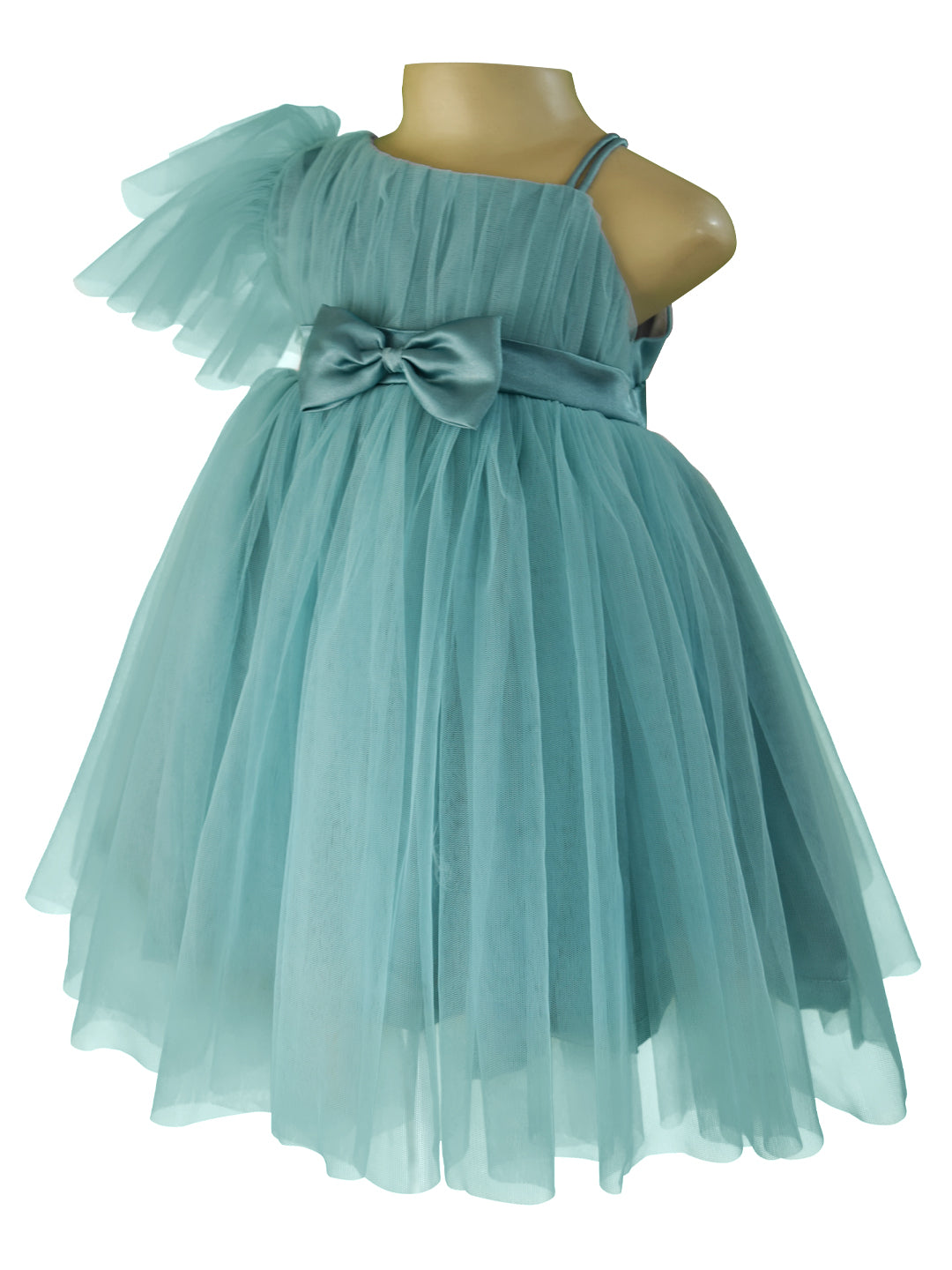 Baby girl Dress_Faye Aegean Teal One Shoulder Dress