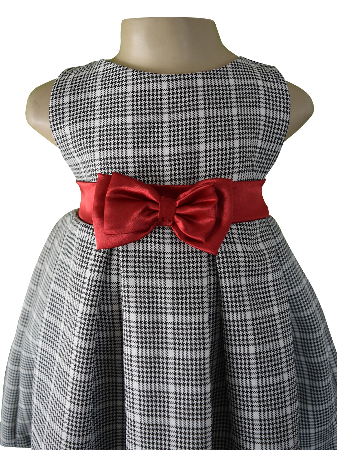 Faye Black Check Pleated Dress for Kids