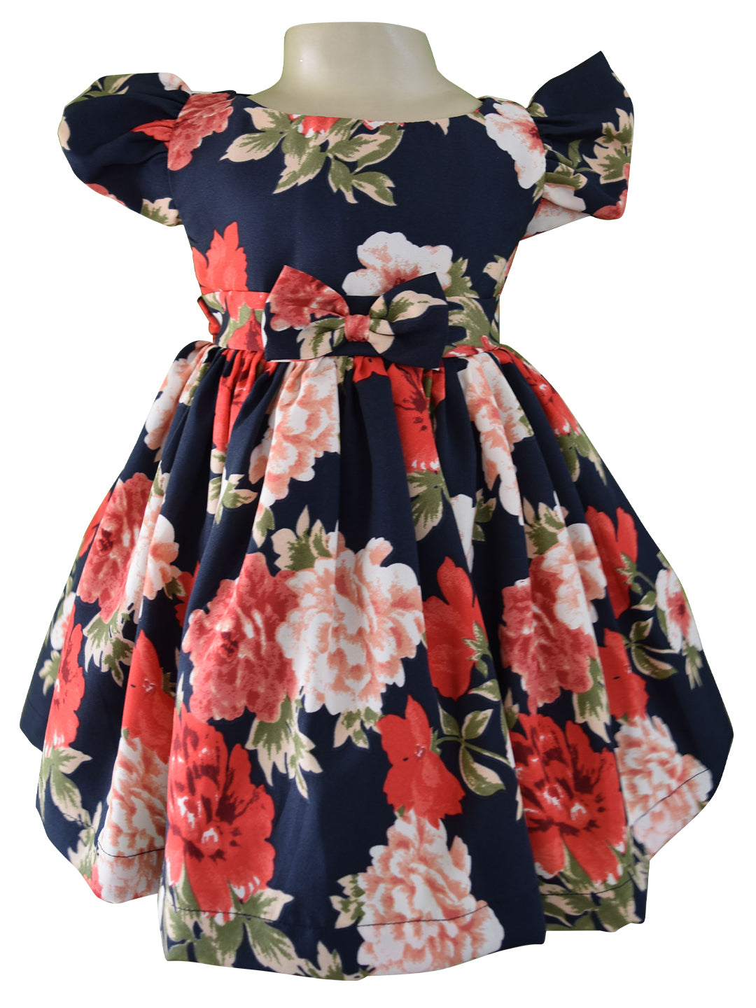 Dress for girls_Faye Black Floral Crepe Dress