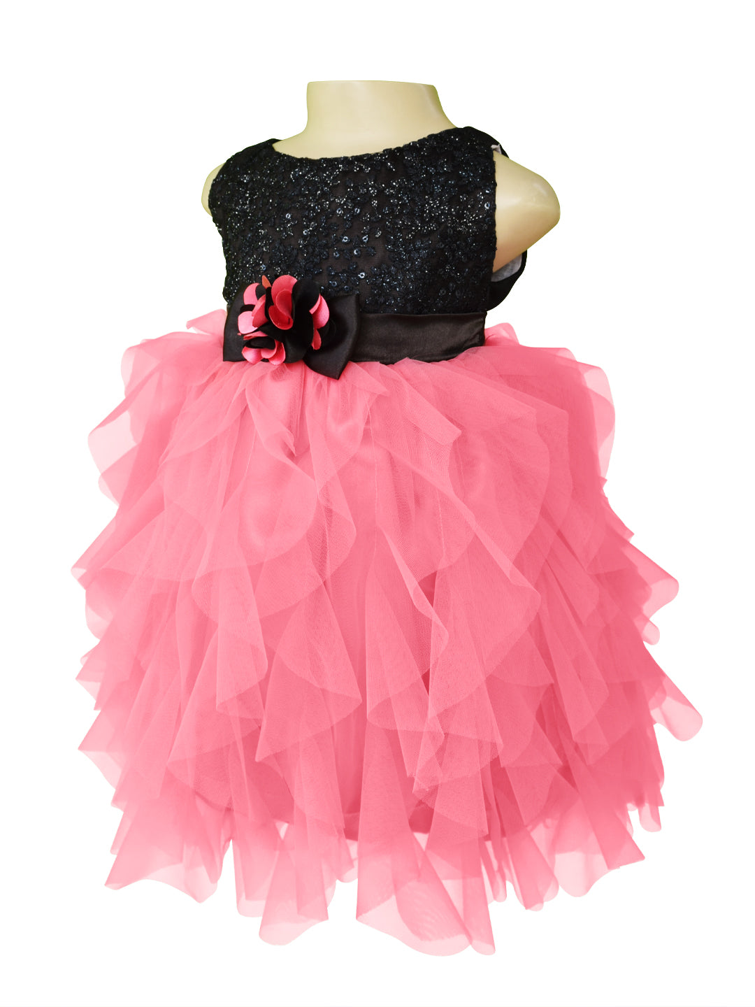 Kids Party Dress | Faye Black Lace Waterfall Dress