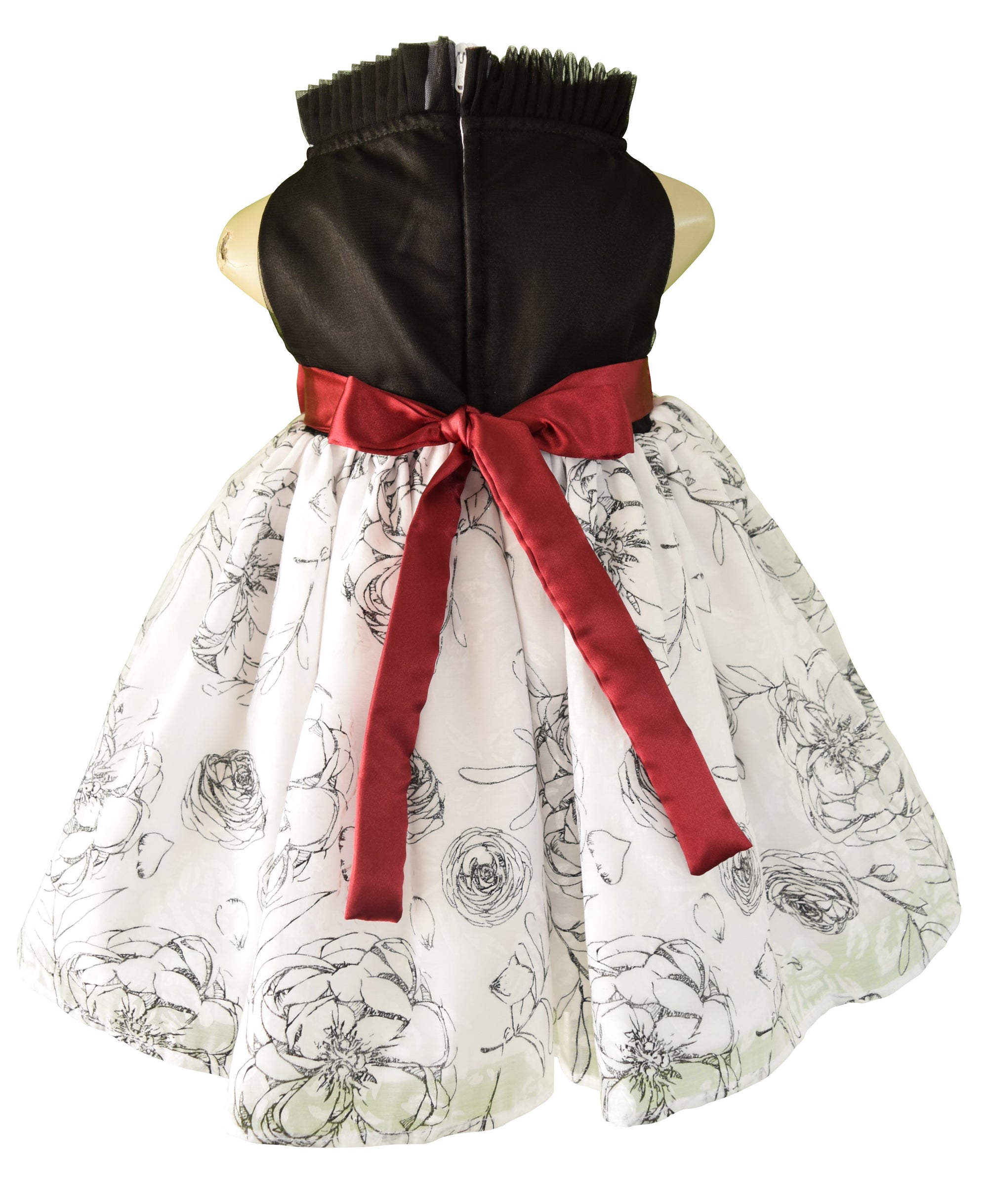 Faye Black & White Floral Dress for girls