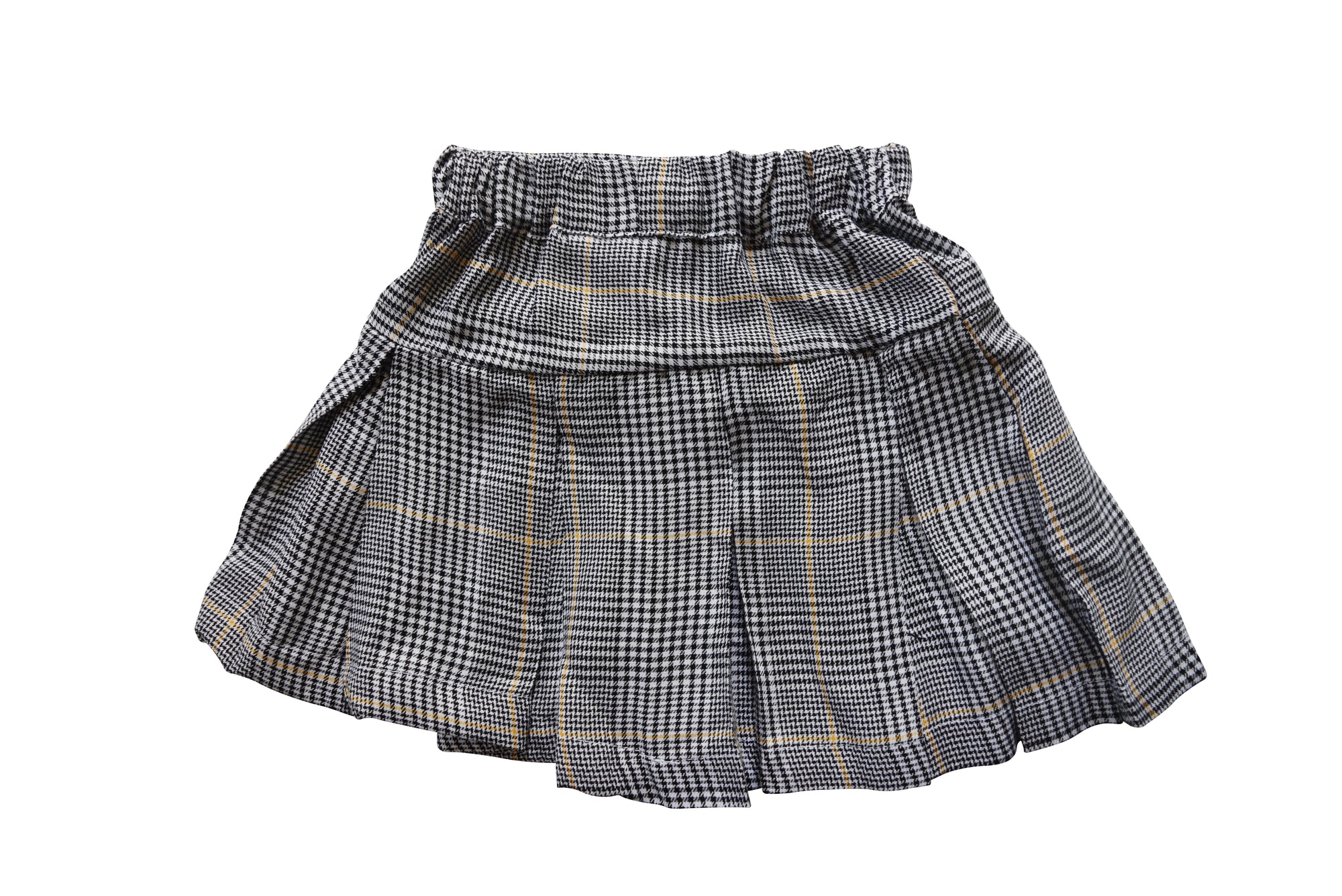 Skirt for girls_Faye Black & Yellow Checks Skirt