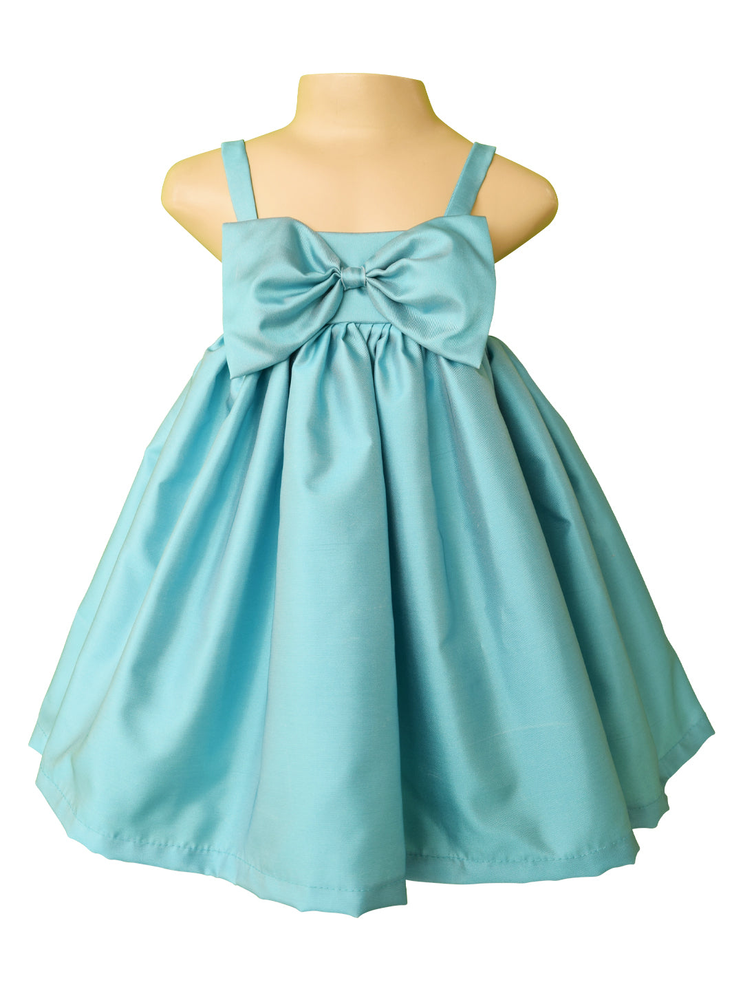 Baby Girl Dresses | Faye Blue Satin Big Bow Dress - faye