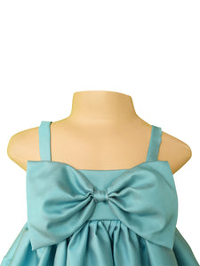 Dress for baby girls | Faye Blue Satin Big Bow Dress