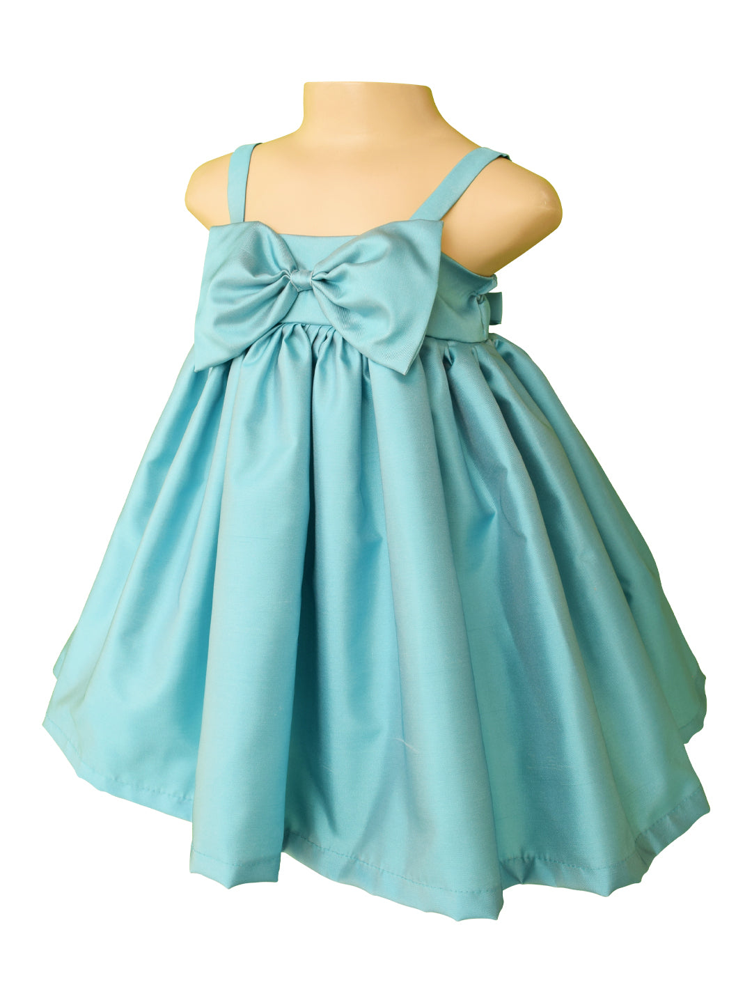 Girls Dress | Faye Blue Satin Big Bow Dress