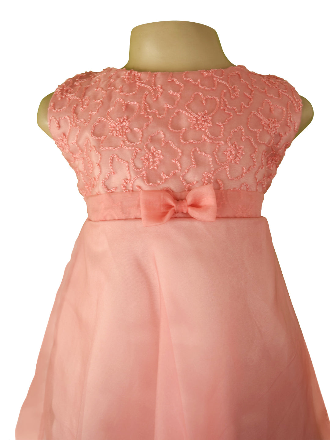 Faye Blush Embroidered Tissue Dress for kids