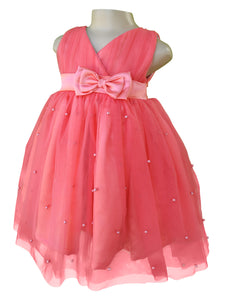 Faye Coral Pearl party Dress for baby girls