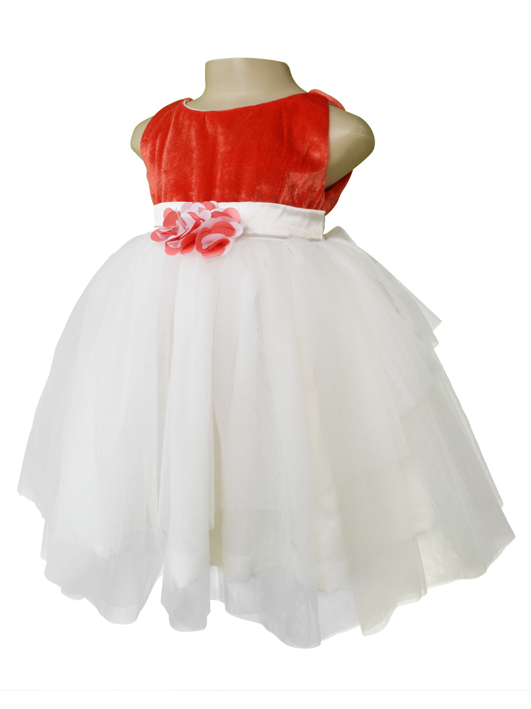 Dress for Girl_Faye Coral Velvet Party Dress