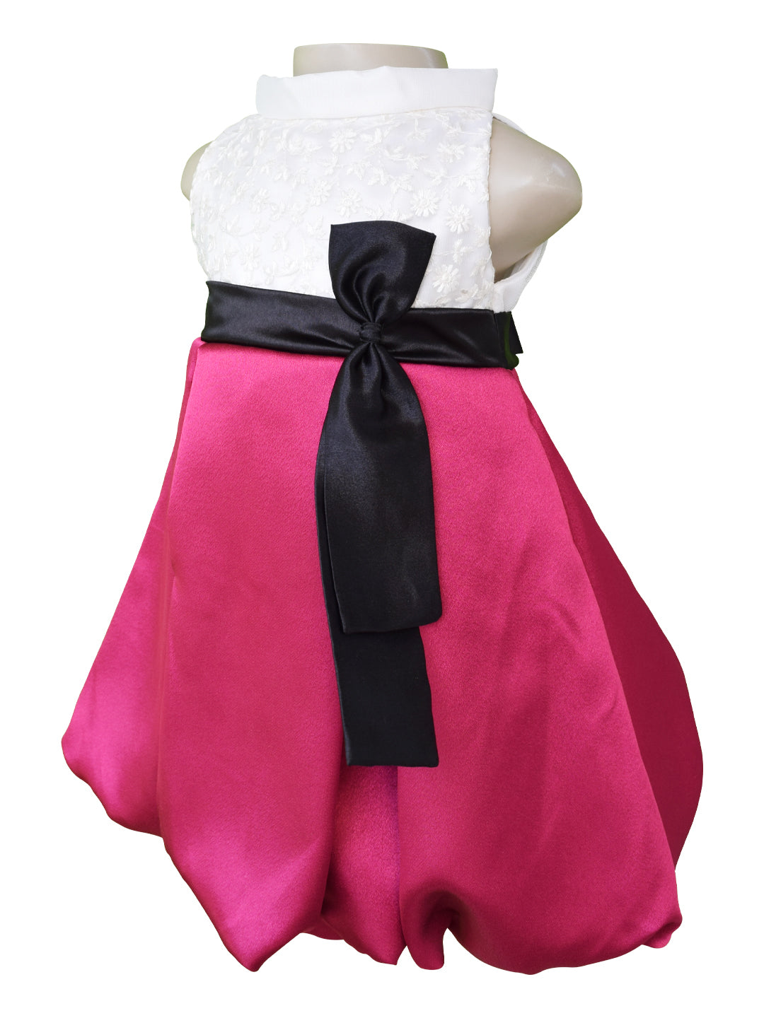partywear dress | Cream & Magenta Balloon Dress
