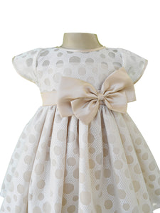 Faye Dotted Champagne Dress for Girls
