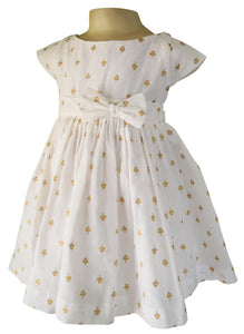 Dress for Girls_Faye Gold Print Cap Sleeve Dress