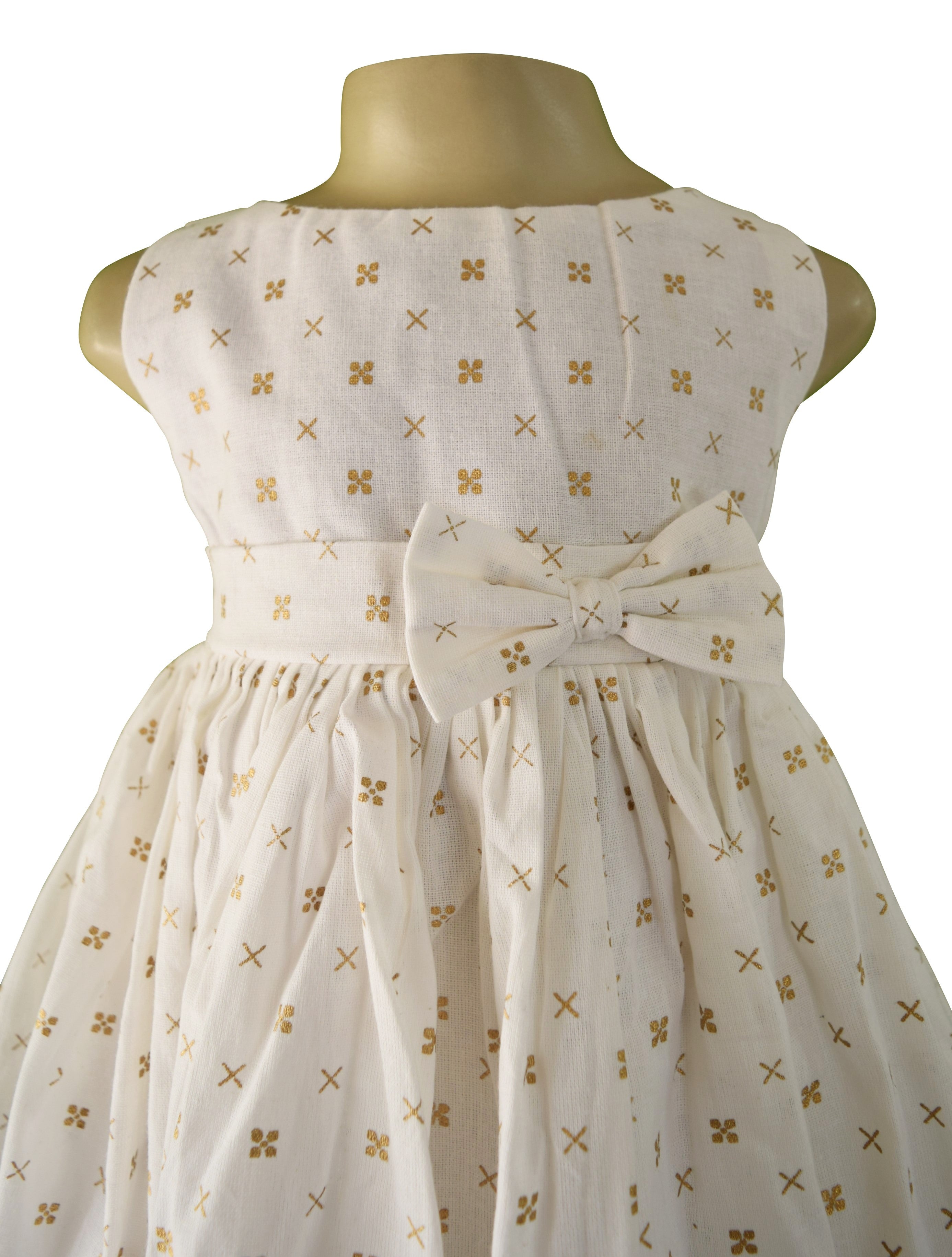 Dress for Girls_Faye Gold Print Sleevless Dress
