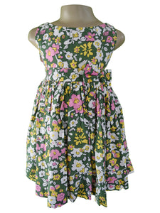 Faye Green Floral Cotton Dress for girls