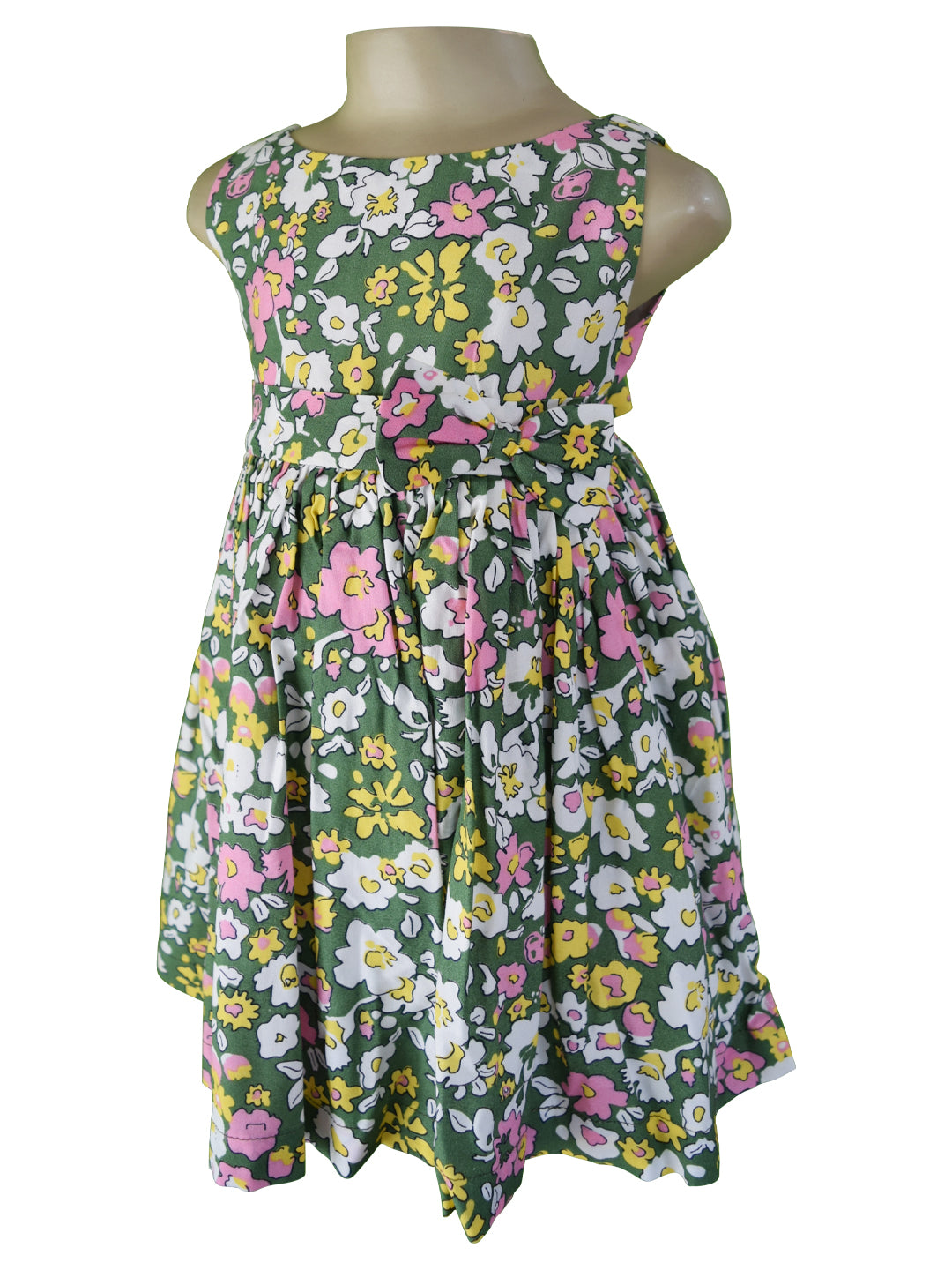 Faye Green Floral Cotton Dress for kids