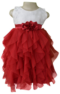 kids party dress_Faye Ivory & Maroon Waterfall Dress