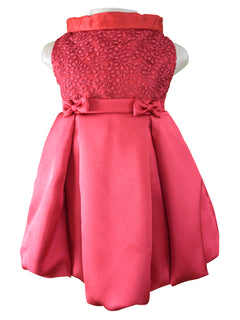 Dress for Kids_Faye Maroon Embroidered Pleated Dress