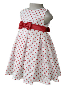 Party Dress for kids_Faye Maroon Polka Pleated Dress