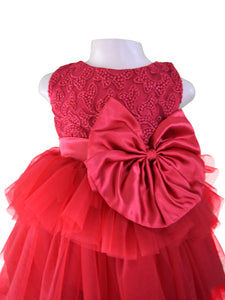 Baby Gowns_Faye Maroon Ruffled Gown