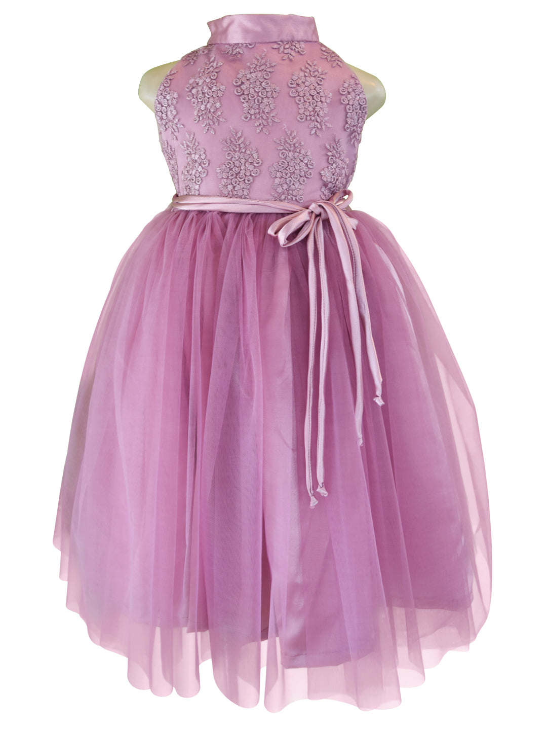 Party Gown for kids_Faye Mauve Embroidered Gown