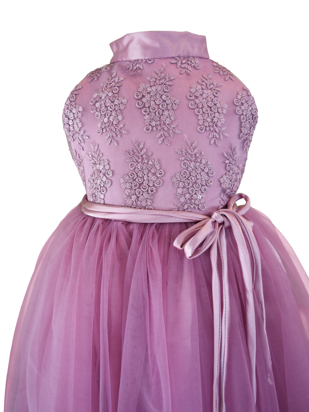 Gown for kids_Faye Mauve Embroidered Gown