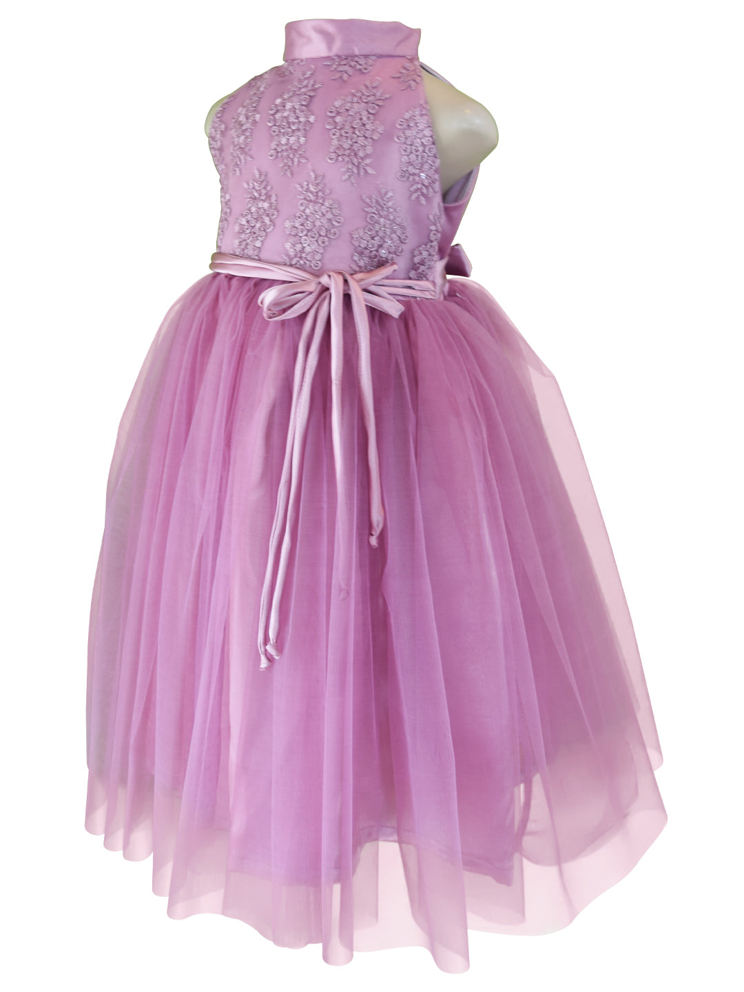 Gown for baby girls_Faye Mauve Embroidered Gown